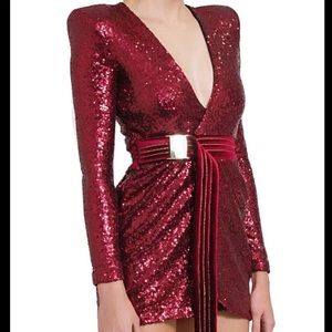 Zhivago Sequined Wrap dress in wine